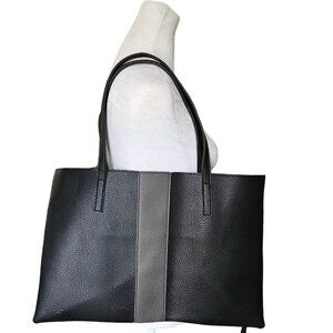 Vince Camuto Black and Gray Large Vegan Leather Tote Shoulder handbag 11x17